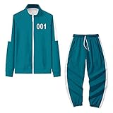 Dadaorou Squid Game Set Freizeitanzug Sportbekleidung Cosplay 001 067 Hoodie Unisex Zipper Trainingsanzüge 218 456 Sportanzug (001-b-oberteil + Hose, XXL)