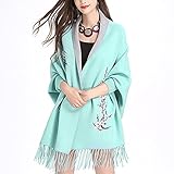 GFDFD Damenschal Cardigan Outwear Schal Casual Fransed Tuch Offene Frontseite Lose gestrickte Strickjacke (Color : Blue, Size : One Size)