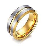 maozuzyy Herren Ringe Armband Ring Fashion Slotted Simple Gold Trend Single Herrenschmuck-Gold_13