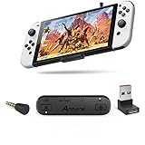 Antank Bluetooth Audio Sender unterstützt aptX-HD aptX Low Latency AAC SBC kompatibel mit Nintendo Switch/ Lite/ OLED/ PS4/ PS5/ PC Dual Streaming Bluetooth Adapter mit In-Game Sprachmik