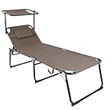 FineHome Klappbare XXL Gartenliege Sonnenliege Relaxliege Liege mit Kissen gepolstert Taupe Aluminium L200xB70xH45/95cm Belastbar bis 150kg