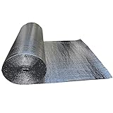 Stasy Aluminium-isolationsfolie Wärme Reflektierende Folienreflektor Doppelblasen-hitzeschild Für Wände, Dächer, Böden, Lofts, Dachbodenfolie(Size:1x3m (39 in X 10 Ft))