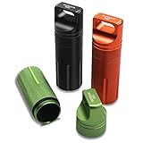 SHD Outdoor-Pillenflasche aus Aluminiumlegierung, Einzelkammer-Survival-Behälter, Kapsel, tragbar, wasserdicht, für Wandern, Camping, Notfall-Werkzeug (3 Stück)