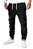 behype. Herren Chino-Hose Stretch Low Crotch Basic Jeans-Hose 80-0006 Schwarz L/W34