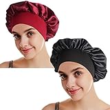 Simoda Satin Floral Night Cap für lockiges Haar Elastisches Band Schlafmütze Haarpflege Satin Haube (#8)