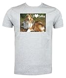 Art2Wear Collie Dog T Shirt, I Love Collies, Grau - grau - Größe: L