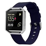 Timsic Ersatzarmband für Fitbit Blaze, reine Farbe, Segeltuch, Sportarmband, Armband für Fitbit Blaze Smart Watch, blau, Large, 3