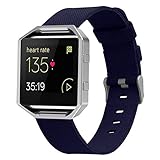 Timsic Ersatzarmband für Fitbit Blaze, reine Farbe, Segeltuch, Sportarmband, Armband für Fitbit Blaze Smart Watch, blau, Large, 3