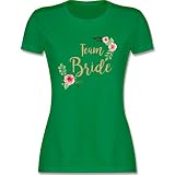 JGA Junggesellenabschied Frauen - Team Bride Blumen Vintage - L - Grün - Bride Shirt - L191 - Tailliertes Tshirt für Damen und Frauen T-S
