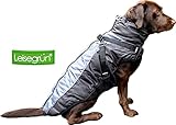 Leisegrün Hundemantel mit Geschirr & Bauchschutz, 2in1 Hundejacke mit Kragen, Winter Hunderegenmantel, wasserdicht, gefüttert & warm für kleine & große Hunde (XL)