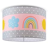 Paco Home Lampe Kinderzimmer Kinderlampe Babyzimmer Deckenlampe Regenbogen Sonne Wolken Rosa Grau Weiß E27, Lampenart: Deckenleuchte - Weiß, Leuchten Farbe/Größe: Mehrfarbig (Ø45.5 cm)