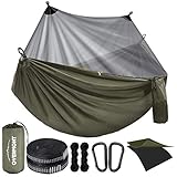 Overmont Doppelschichtige Hängematte TÜV-Zertifiziert Camping Hängematten, 400kg Tragfähigkeit, aus Nylon Fallschirm für Outdoor Reisen Garten (Grün, 270x140cm)