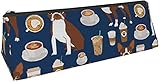 Kleine Kapazität Dreieck Stifttasche Aufbewahrungstasche Für Jungen Mädchen College Mittelschule Bürobedarf Schreibwaren, Boston Terrier Kaffee Roter Mantel Navy