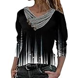 Longpullover für Damen Tunika Damen Sommer locker v Ausschnitt Damen Oberteil Damen Tshirt Longshirt Damen Langarm Winter Seidenbluse Damen Shirt Pullover Damen Damen Ob