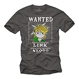 MAKAYA Legend Gamer T-Shirt Herren - Zelda Link - Lustige Nerd Shirts Männer Grau L