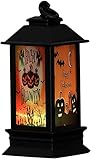 LED-Deko-Laterne mit Flamme, für Bar, Zuhause, als Requisite, Totenkopf, Hexe, Kürbis, Halloween-Party, Flammen-Effekt, Acryl, Stimmung, durchsichtig, Orange (Gelb)