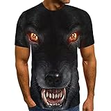 Zarupeng Herren Druck Tees 3D Hund T-Shirt Sommer Kurzarm Rundhals Basic Shirt Unterhemden Baggy Casual Sport Shirt Ob