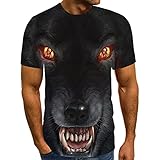 Zarupeng Herren Druck Tees 3D Hund T-Shirt Sommer Kurzarm Rundhals Basic Shirt Unterhemden Baggy Casual Sport Shirt Ob