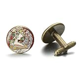Fairy Cufflinks Manschettenknöpfe Alphonse Mucha Gemälde handgefertigt Glaskunst rund Manschettenknöpfe Anzug Hemd Manschettenknöpfe Zubehö