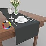 Rollmayer Hochwertiger Tischläufer Tischwäsche Uni einfarbig Pflegeleicht Kollektion Vivid, Farbe & Größe wählbar (Grafit 33, 30x100cm)