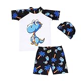 Allegorly Kinder Junge Badeanzug Bademode UV Kleidung Kinder Baby UV Schutzkleidung Badehose UV-Schutz 50+ Mit Badekappe Badeanzug Bademode Cartoon Badebekleidung Schwimmbekleidung 1-13 J