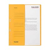 Original Falken 50er Pack Ösenhefter. Made in Germany. Aus Recycling-Karton mit halbem Vorderdeckel und kaufmännischer Heftung für DIN A4 gelb Hefter Sammelmappe Blauer Eng