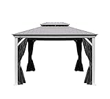 Sojag Stahl-Pavillon 4x5 m Messina Garten-Pavillon Terasse-n-Überdachung Aluminium-Pavillon Gazebo Pavillion Sonnenschutz Moskitonetz wasserdicht stabil robust wetterfest langlebig W