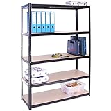 G-Rack Schwerlastregal, 1 schwarzes Lagerregal 5 Fächer - für Keller, Werkstatt, Abstellraum, Garage - Metall I 180 x 120 x 45 cm I 175 kg Last je Regalboden (Total 875 kg) I 5 Jahre G