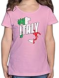 Kinder Fahnen und Flaggen - Italy Umriss Vintage - 104 (3/4 Jahre) - Rosa - T-Shirt - F131K - Mädchen Kinder T-S