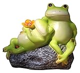 WQQLQX Statue 2 stücke Paar Frosch Statue Harz Skulptur Handwerk Modell Tier Statuette Outdoor Balkon Blume Topf Garten Pavillon Teich Dekoration Geschenk Skulp