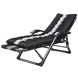 Zero Gravity Lounge Chair, Verstellbarer Liegestuhl Lounge Chair Mit Kissen Klappbares Campingbett Atmungsaktive Klappliege für Gartenveranda,Schwarz_178X25X65CM