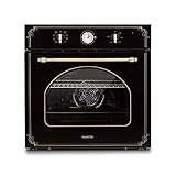 Klarstein Victoria - Elektrobackofen, Einbauofen mit 9 Funktionen,Timer, 50-250 °C, 70 Liter, Retro Backofen, 10 Einschübe, aushängbare Ofentür für einfache Reinigung, Einbaubackofen schw