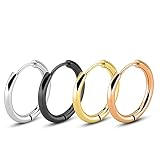 Hoisy Creolen Mädchen, Creolen Modeschmuck Runden Roségold 5 Paar 2.5x20 Hidden Snap Posts Ohrringe für F