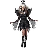 GBEN Damen Halloween Cosplay Kostüm Kleid Kurz Sexy Dunkles Engel Kostümkleid lässiges Strandkleid Sommerkleid Tankkleid Trägerkleid Knielang Partykleid Cocktailkleid Stretchy Party Club Minik