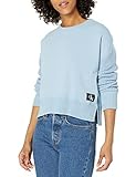 Calvin Klein Damen Jeans Mixed Media Crew Sweater Pullover, Chambray,
