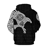 COZYJIAM.Männer Wikinger Totem Nordic Mythology 3D Druck Neuheit Hoodie Pullover Hoodie Hoodie Große Größe (Color : Black, Size : 4XL)