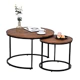 Runder Couchtisch 2er Set Satz Couchtisch Wohnzimmer Holz Metall Beistelltisch Rund Set Tisch Hochwertiger Couchtisch Wohnzimmertisch Moderner Industriestil Beistelltisch,B