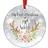 Dog's First Christmas 2021 Ornament Bärtiger Collie Hund Ornament für Weihnachtsbäume Weihnachtsbaum Dekorationen Hund Xmas Hängende Ornament Keramik Weihnachten Ornament Geschenk für F