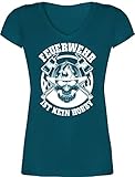 Feuerwehr Geschenk - Feuerwehr ist kein Hobby - weiß - S - Türkis - T-Shirt - XO1525 - Damen T-Shirt mit V