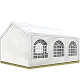 TOOLPORT Hochwertiges Partyzelt 3x6 m Pavillon Zelt ca. 240g/m² PE Plane Gartenzelt Festzelt Wasserdicht weiß