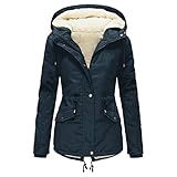 Winterjacke Damen Winterparka Kunstfell Mantel Jacke mit Teddyfell Gefüttert Dicker Steppmantel Warm Outdoorjacke mit Kapuze Winddicht Steppjacke Funktionsjacke Reißverschluss W