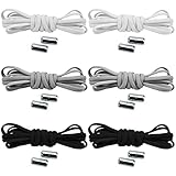 beifon 6 Paar Schleifenlose Schuhbänder Schnürsenkel mit Schnellverschluss elastische Schnürsenkel mit Metallverschluss No Tie Shoelaces Gummi Schuhband Metallkapsel für Sp