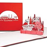 3D Karte „Leverkusen – Panorama“, Pop-Up Grußkarte als Souvenir, Reisegutschein, Geschenkgutschein, Karte mit Umschlag, Einladung, Städtetrip