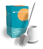 Calmwaters® Toilettenbürste Silikon mit Klebe-Wandhalterung, WC-Bürste und Behälter mit Ventilation, abnehmbare Auffangschale, ergonomischer Griff, Reinigung bei 60 °C, Klobürste Weiß, 28AL6132