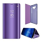 Galaxy Note 9 Hülle Luxus Clear View Stand Spiegel Flip PC + PU Abdeckung für Samsung Galaxy Note 9 2018 (Violettes Blau)