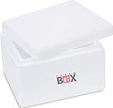 THERM BOX Styroporbox - Thermobox für Essen & Getränke - Styropor Kühlbox & Warmhaltebox (24x20x15,5cm - 2,39L Volumen) Wiederverwendb