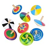 WFF Spielzeug Bunter hölzerner Spinning Top, sichere ungiftiges Holz Spielzeug kreative Handarbeit Glatte Oberfläche Holz-Spielzeug-Kindergarten Spielzeug Spaß-Geschenk (Color : 3set)