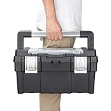 YUXINYAN Werkzeugtasche Alloy Stiel Toolbox Haushalt Doppel tragbare Kunststoff Hardware Werkzeugaufbewahrung Box (schwarz) MäNner Geschenke (Size : S)