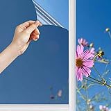 Spiegelfolie Selbstklebend Sonnenschutzfolie Fenster Sichtschutz Reflektierende Fensterfolie Innen Hitzeschutz Wärmeisolierung 99% UV-Schutz Sonnenschutz Tönungsfolie (Argento, 45*200CM)