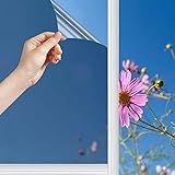 Spiegelfolie Selbstklebend Sonnenschutzfolie Fenster Sichtschutz Reflektierende Fensterfolie Innen Hitzeschutz Wärmeisolierung 99% UV-Schutz Sonnenschutz Tönungsfolie (Argento, 45*200CM)